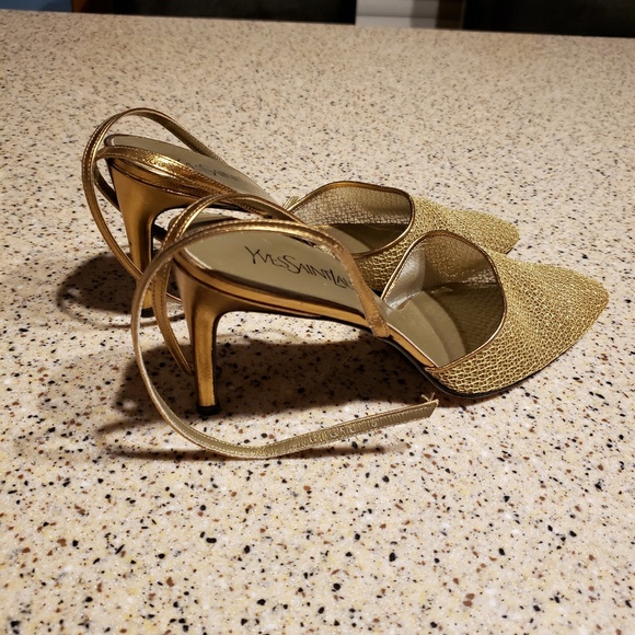Yves Saint Laurent vintage SZ 8 mesh gold heels - Picture 2 of 6